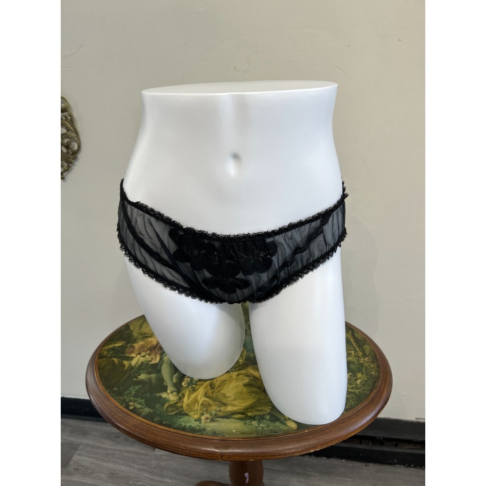 Glydons Vintage Black Lace Sheer Mesh Panties From the Viva Collection Size L